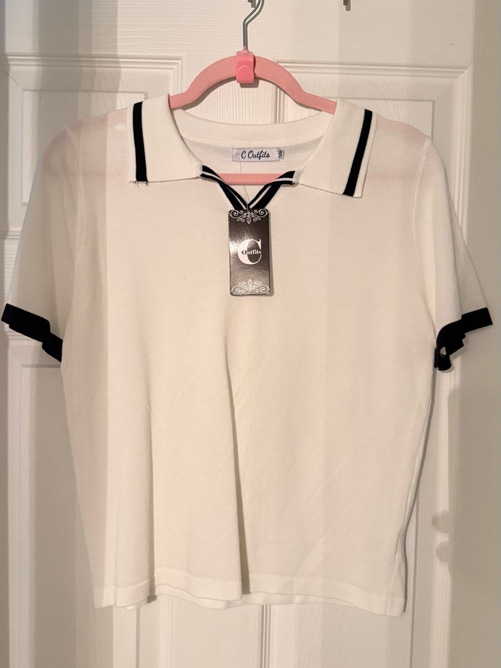 White Polo Shirt with Black Trim